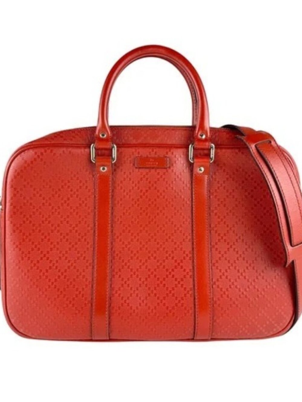 Auth GUCCI Diamante Handbag Shoulder Bag Orange Leather - z8357
